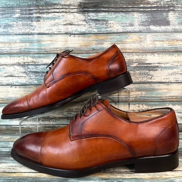 Di Blanco Spqr Oxfords Mens Size 9D Brown Leather Cap Toe Dress Formal Shoes - Picture 2 of 15